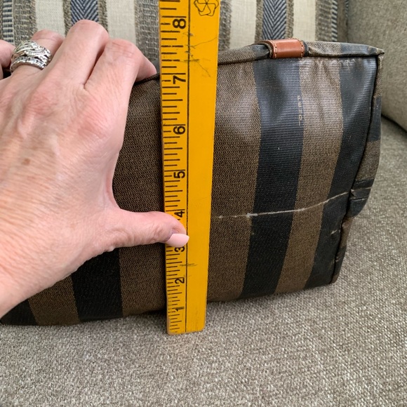 ✨ FENDI Pequin Vintage Coated Nylon Canvas and Pecan Leather Handled Tote Bag - Picture 11 of 16